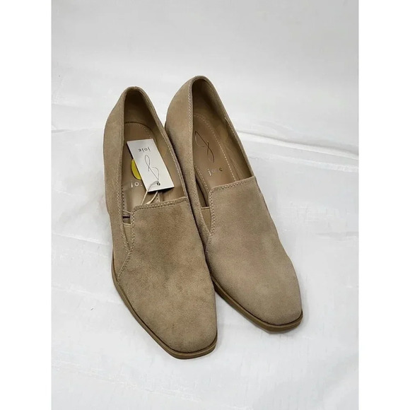 JOIE Wevenly Suede Block Heel Closed Toe Shoes  Tan Size 9 M - Picture 1 of 7